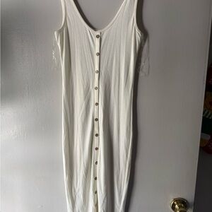 Cream Ribbed Sleeveless dress